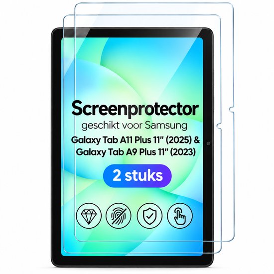 Set van 2 screenprotectors voor Samsung Galaxy Tab A11 Plus en A9 Plus 11 inch.