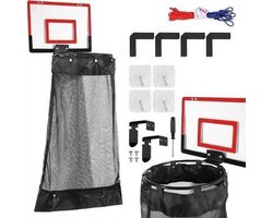 KZQ rood Hangende Wasmand Met Basketbalring En Rits Voor Aan De Deur - Verwijderbare Basketbalring, Ideaal Voor Badkamer En Kinderkamer
