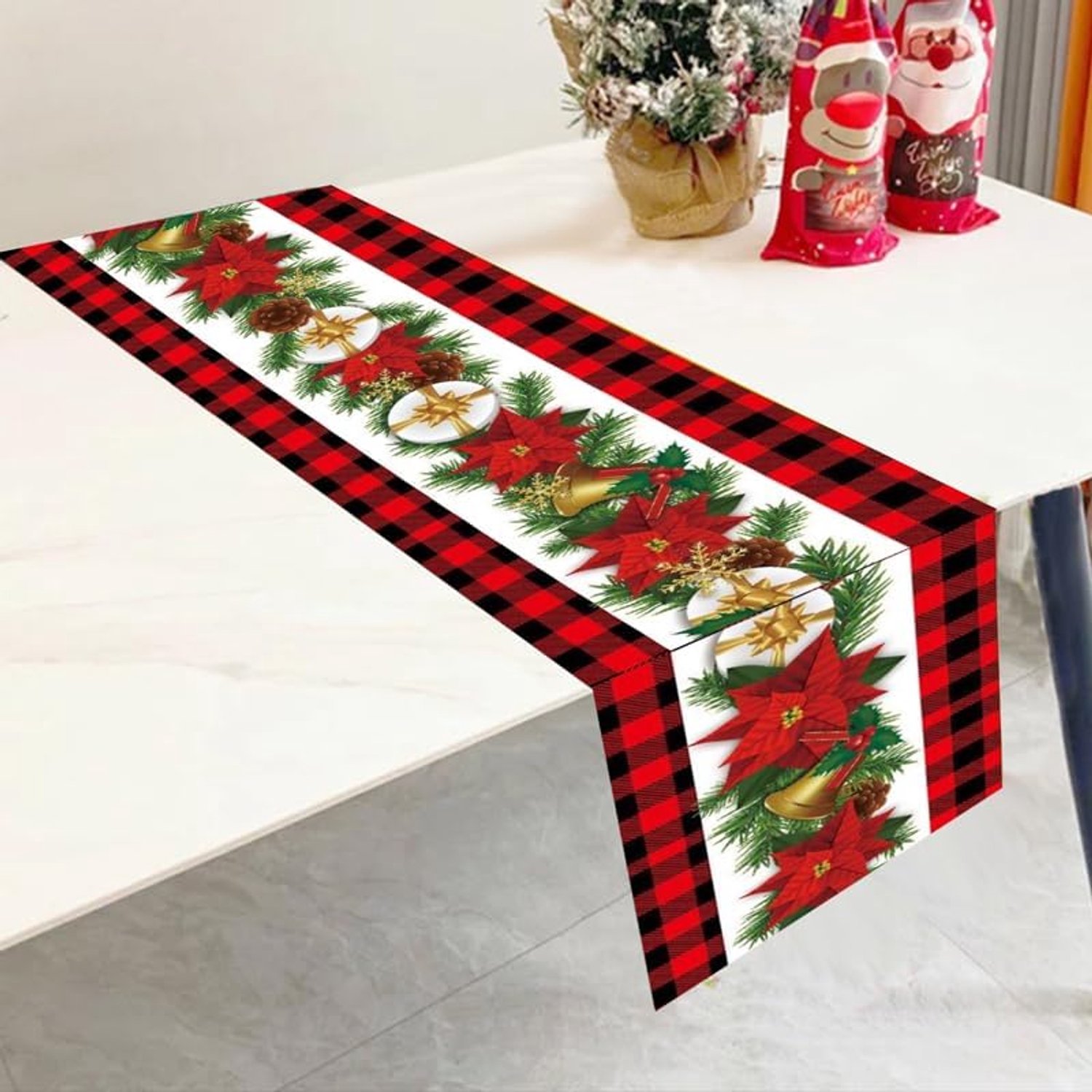 kerst tafelloper - kerst tafelloper rood - kerstplacemat - tafellamp-tafelzeil - kerst - placemats – Perfect voor diner en kersttafel decoratie - 230*33cm