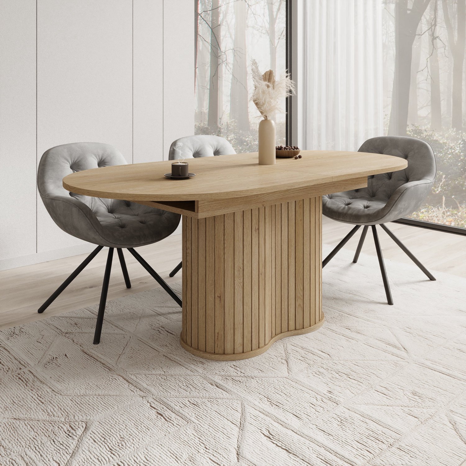 MEUBELLA Loro - Eetkamertafel uitschuifbaar - Eiken - 180-220x90x76cm Bruin