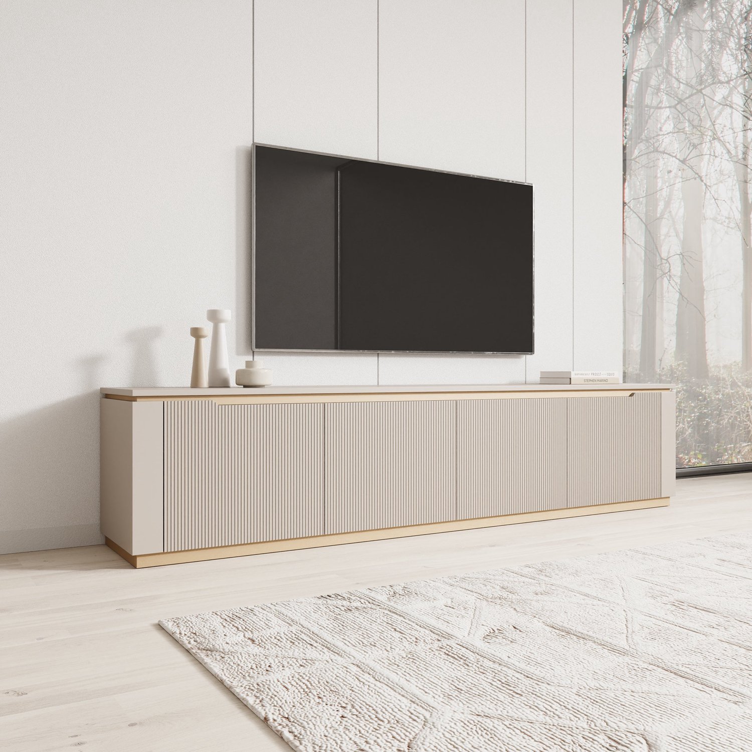 MEUBELLA Harper - TV-Meubel - Beige - 219x40x50 cm