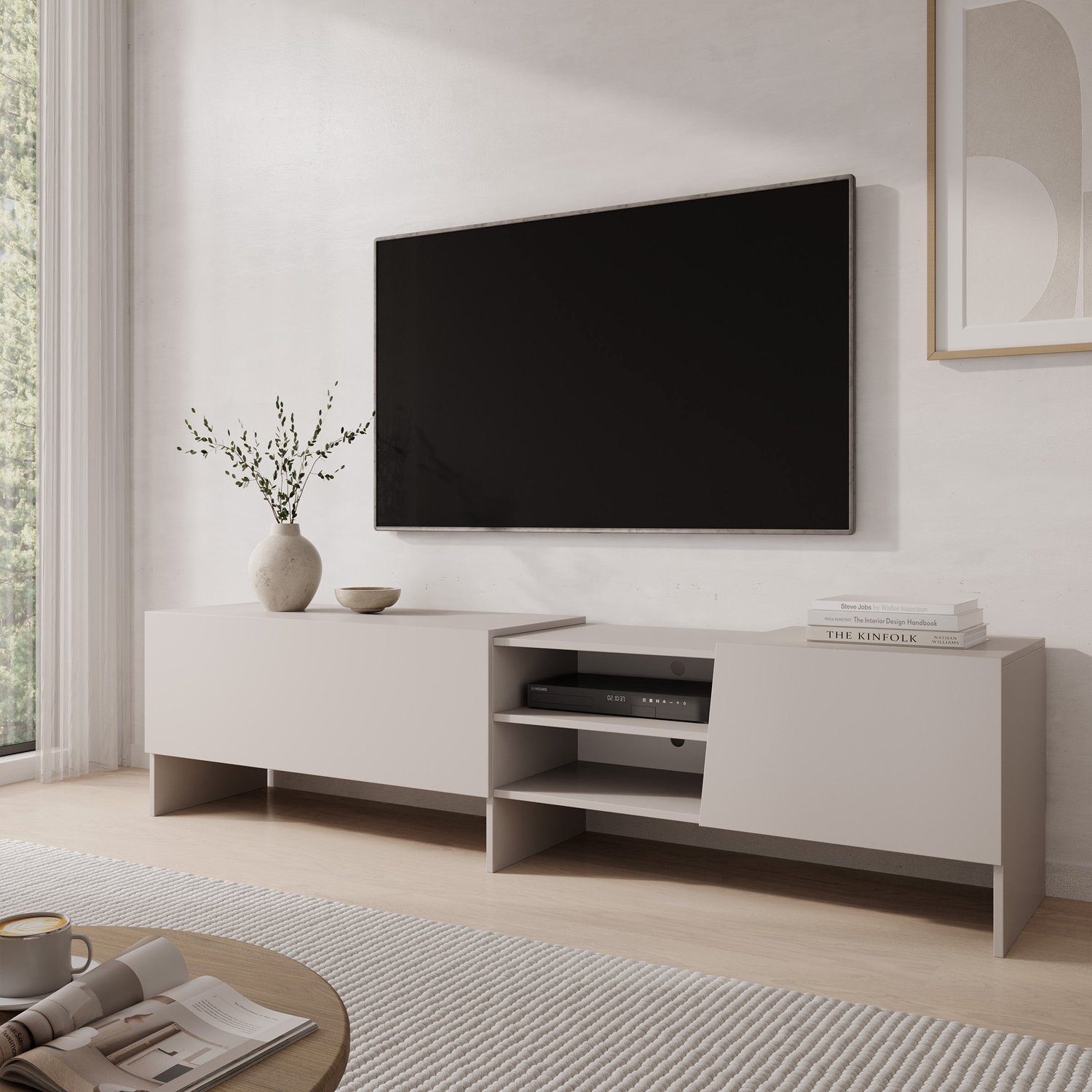 MEUBELLA Eldric - TV-Meubel - Beige - 200x40x50 cm