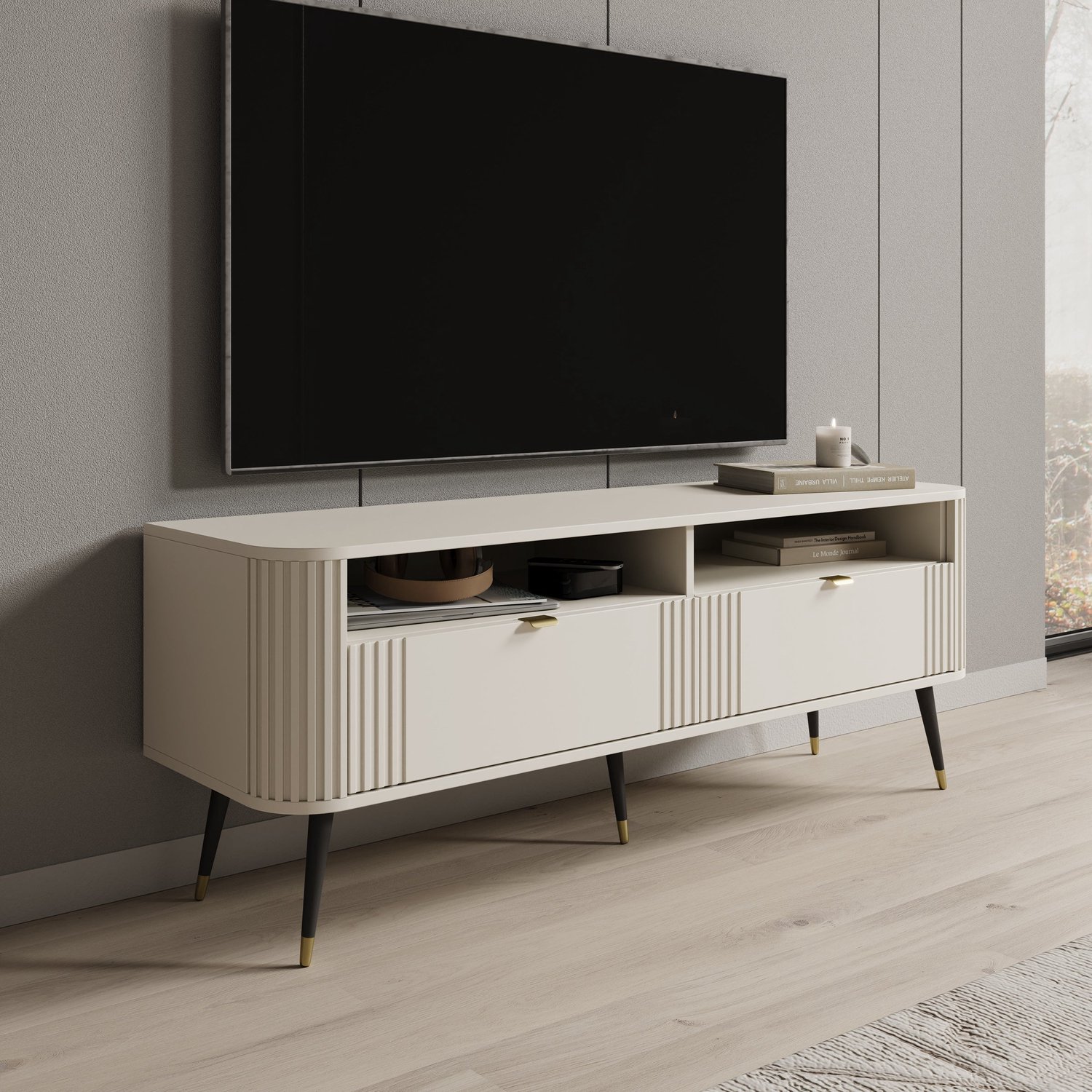 MEUBELLA Oahu - TV-Meubel - Beige - 138 cm
