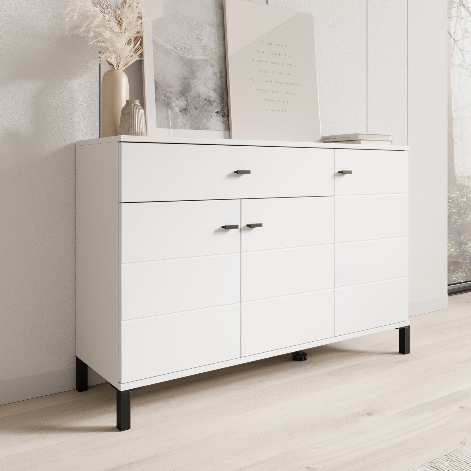 MEUBELLA Avellio - Dressoir - Wit - 116x35x78 cm