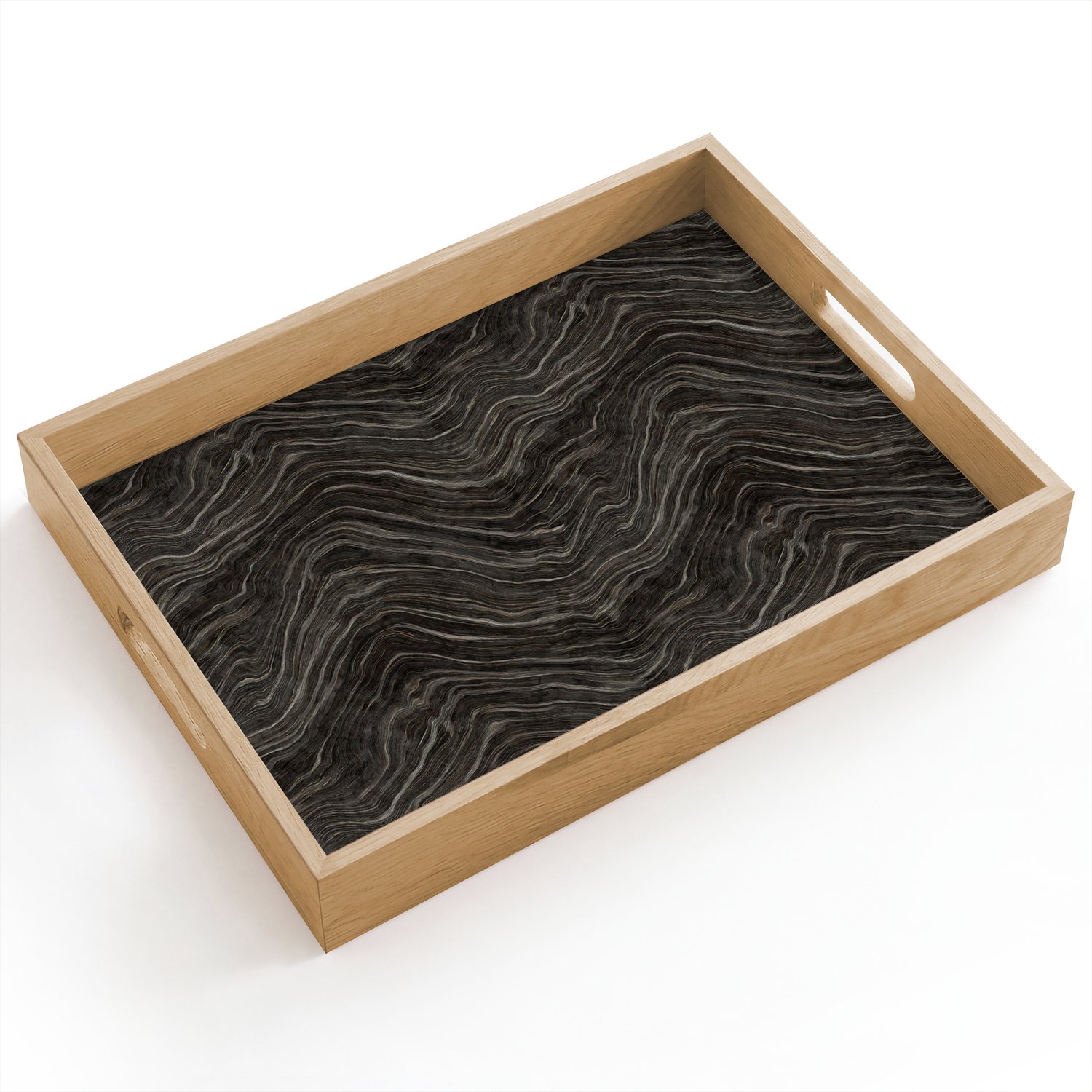 Dienblad hout 40x30 cm - Schootdienblad - Patroon - Contrast - Antraciet - Borrelplank rechthoek - Plateau dienbladen