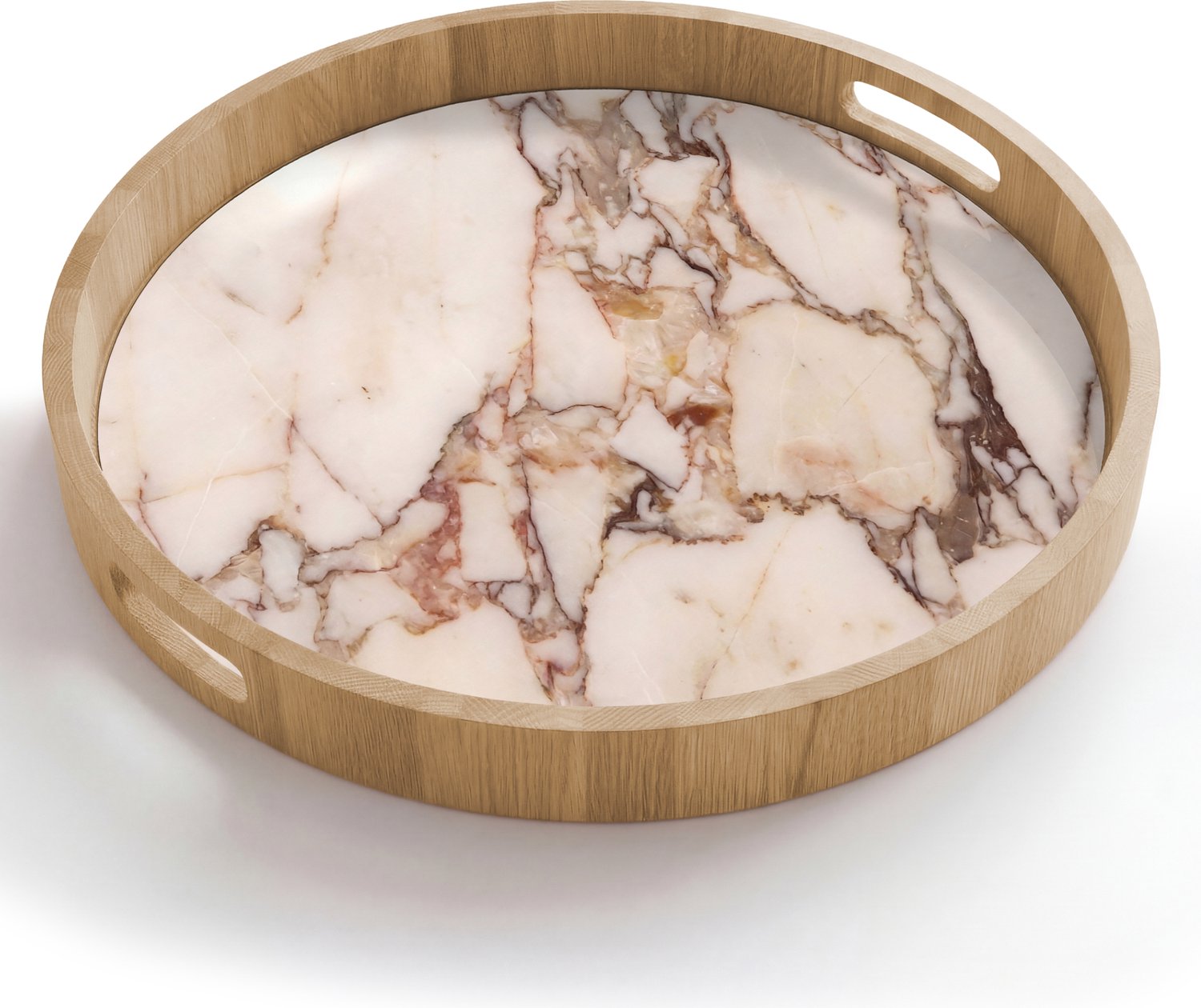 Dienblad rond 50x50 cm - Schootdienblad hout - Textuur - Gesteente - Aderen - Abstract - Wit - Borrelplank rechthoek - Plateau houten dienbladen