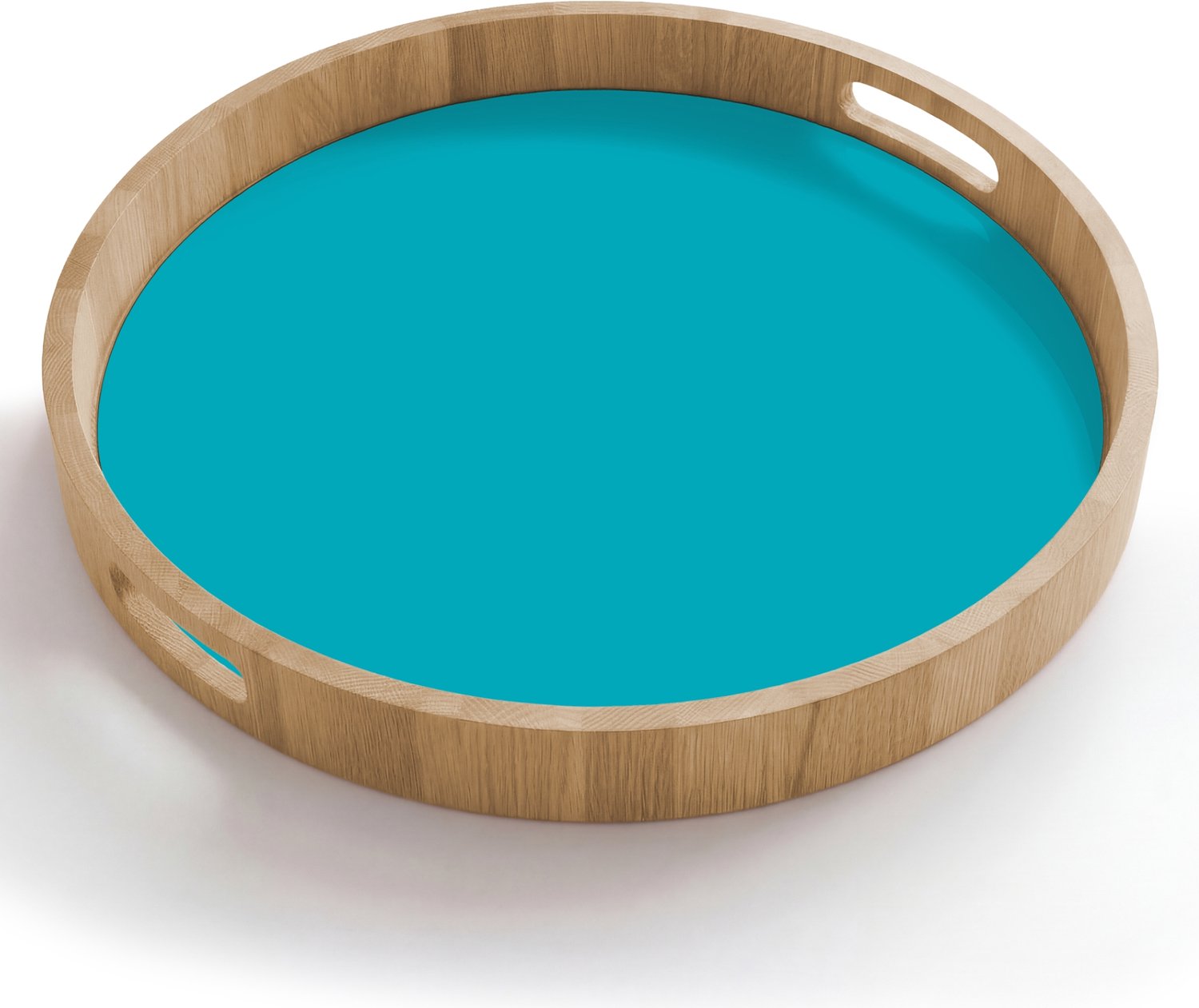 Dienblad rond 50x50 cm - Schootdienblad hout - Deep - Turquoise - Turkoois - Borrelplank rechthoek - Plateau houten dienbladen