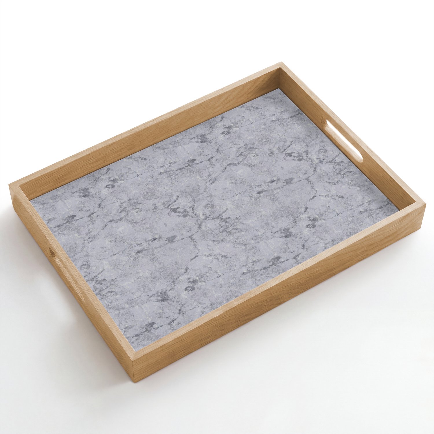 Dienblad hout 50x35 cm - Schootdienblad - Marmerplaat - Patroon - Grijs - Borrelplank rechthoek - Plateau dienbladen