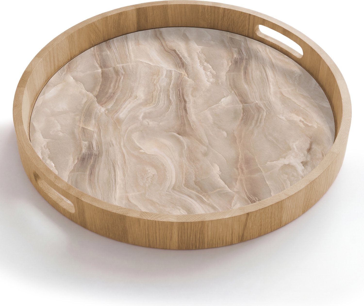 Dienblad rond 50x50 cm - Schootdienblad hout - Steen - Golvend - Abstract - Beige - Borrelplank rechthoek - Plateau houten dienbladen