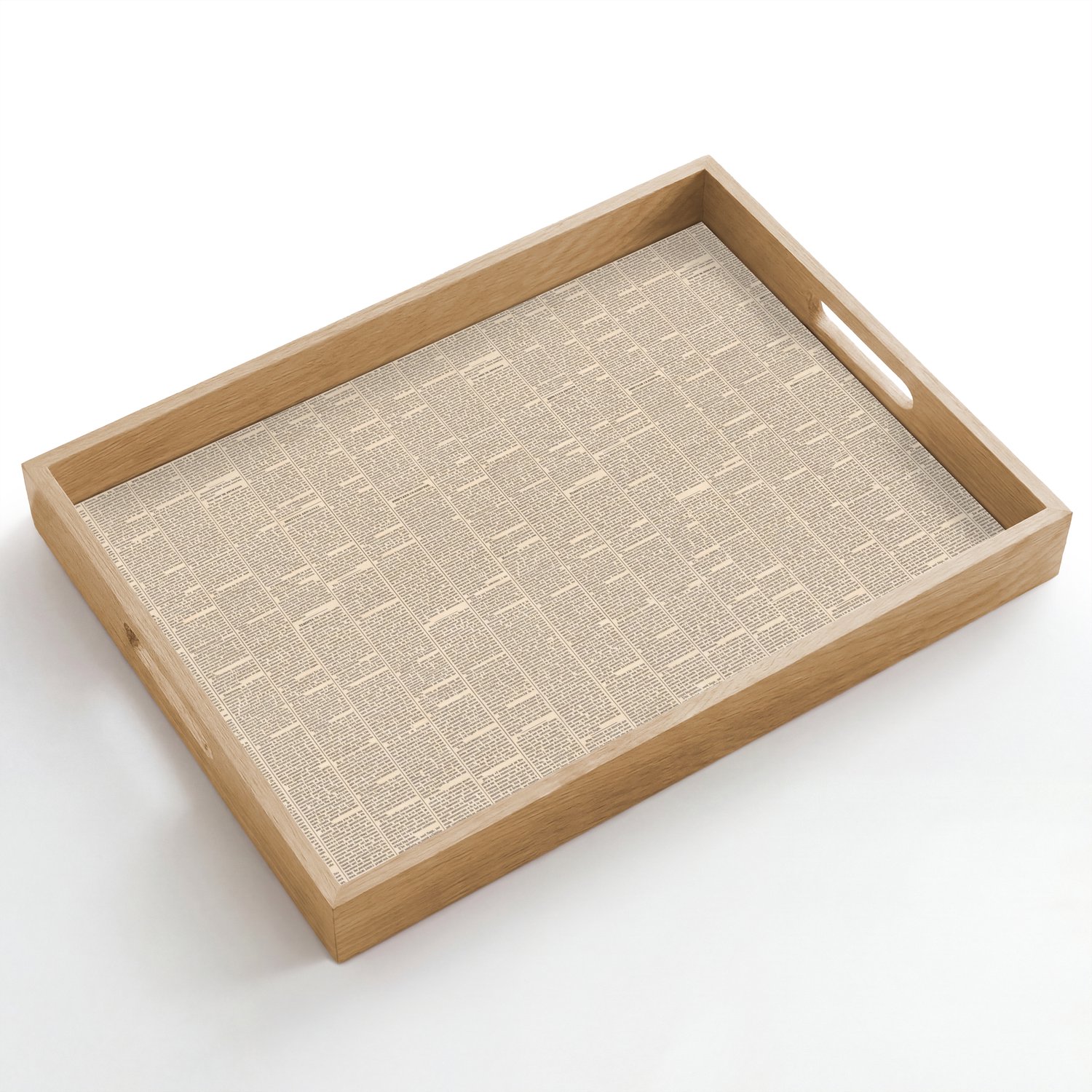 Dienblad hout 50x35 cm - Schootdienblad - Krant - Nieuws - Historisch - Vintage - Beige - Borrelplank rechthoek - Plateau dienbladen