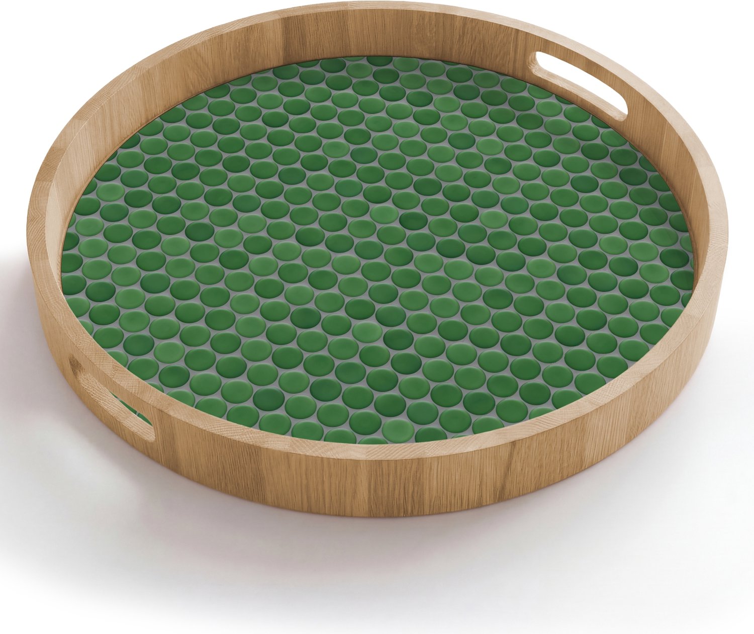 Dienblad rond 50x50 cm - Schootdienblad hout - Penny - Mozaïek - Bosgroen - Green - Borrelplank rechthoek - Plateau houten dienbladen