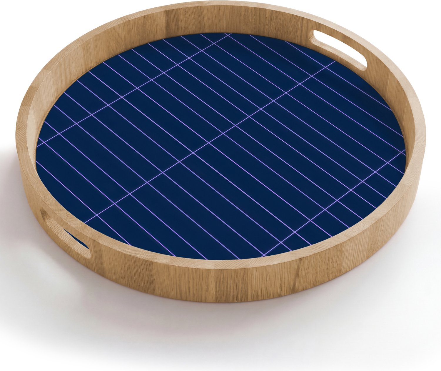 Dienblad rond 50x50 cm - Schootdienblad hout - Tegels - Langwerpig - Blauw - Borrelplank rechthoek - Plateau houten dienbladen