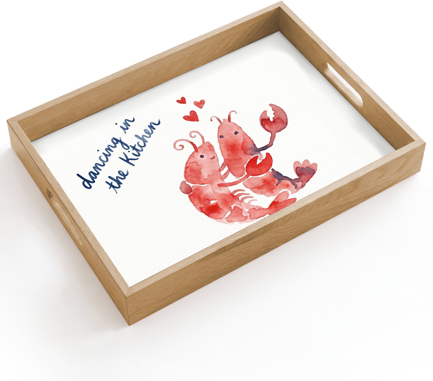 Dienblad hout 40x30 cm - Schootdienblad - Dier - Dans - Liefde - Waterverf - Rood - Borrelplank rechthoek - Plateau dienbladen