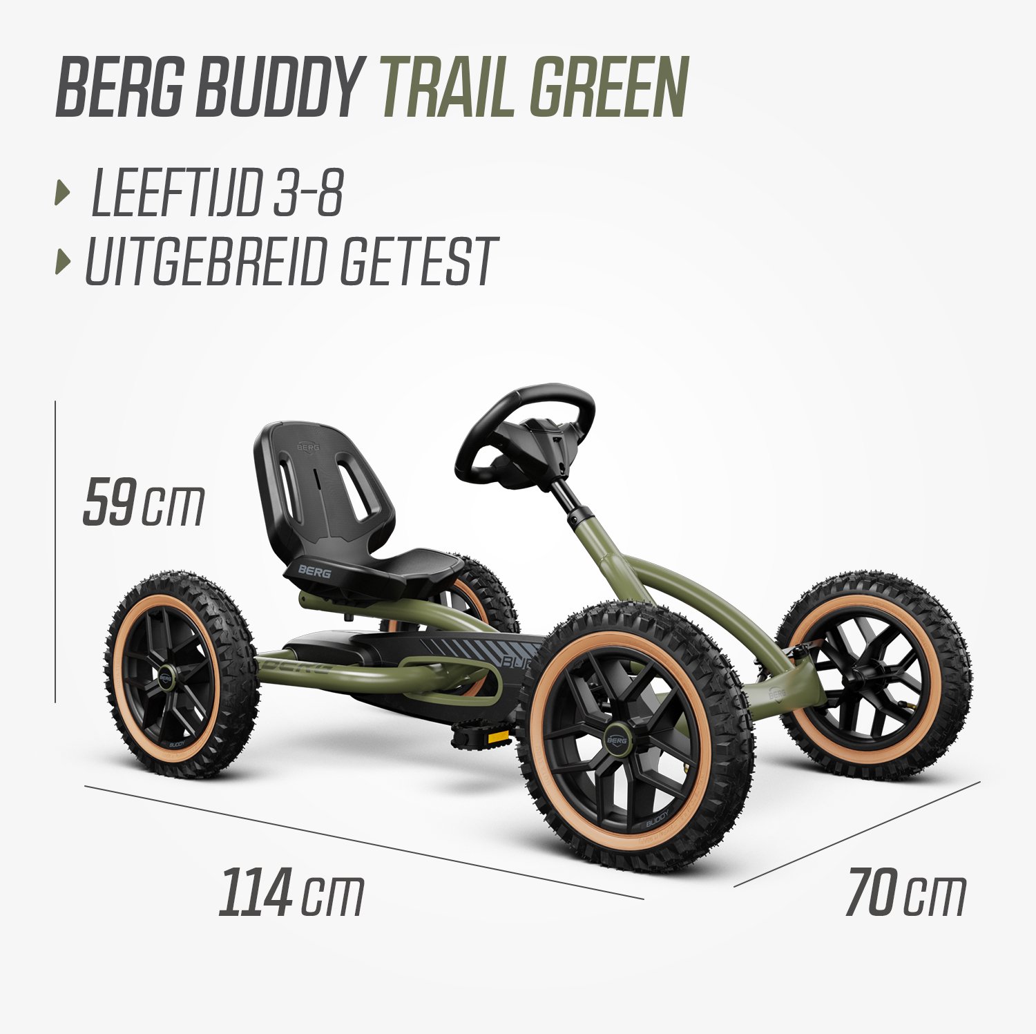 BERG Buddy Trail Green - 3+ Jaar - Verstelbare Stoel - Luchtbanden - Groen — afbeelding 6