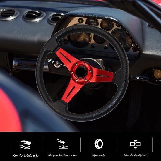 Racing Stuurwiel - Rood - 13.6 inch - Vinyl Leer met Aluminiumlegering - Voor Auto Simulatie en Motorsport — afbeelding 4