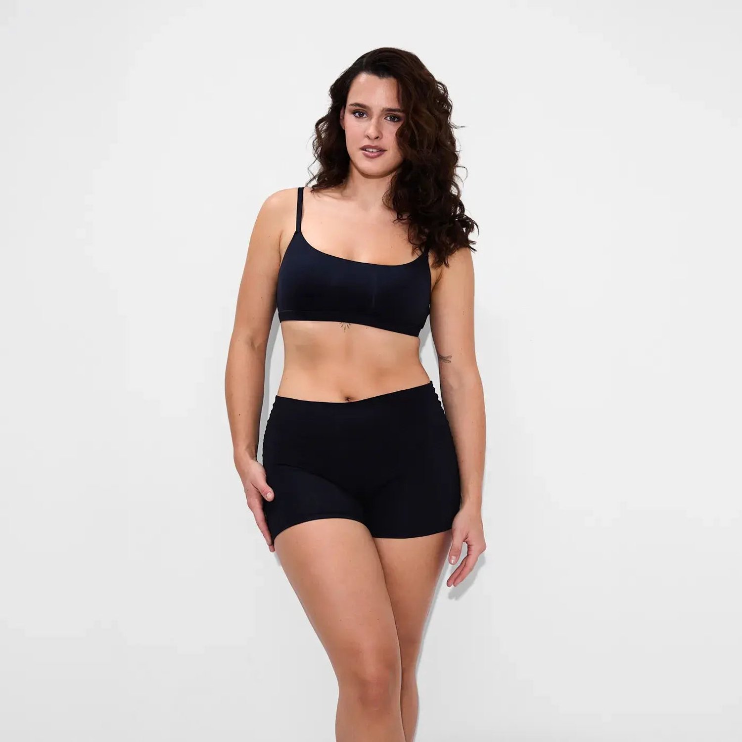 cfab Bralette met ronde hals - Zwart - XS - BH Zonder Beugel Voorgevormd - Ondergoed - Naadlos