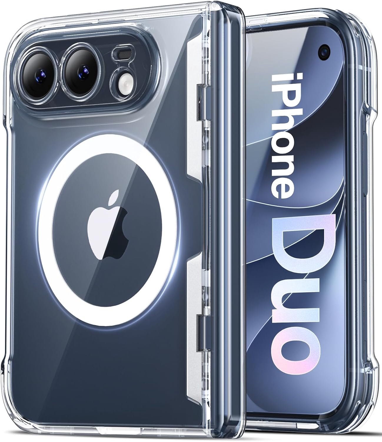 Zandarix Hoesje Geschikt voor Apple iPhone Duo - Back Cover Hoesje - Geschikt voor Mag - Scharnierbescherming - Camerabescherming - Militair Antischok - Transparant