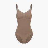 cfab - Bodysuit met corrigerende shapewear en slipje - Caramel - XL - Corrigerende Body - Naadlos - corrigerend ondergoed dames