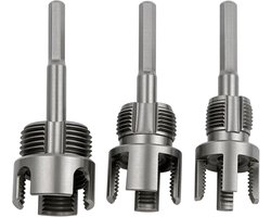 Harde staal pijpdraad snijder set van 3, geschikt voor waterleidingen, interne en externe schroefdraad op PPR, PVC en metalen leidingen