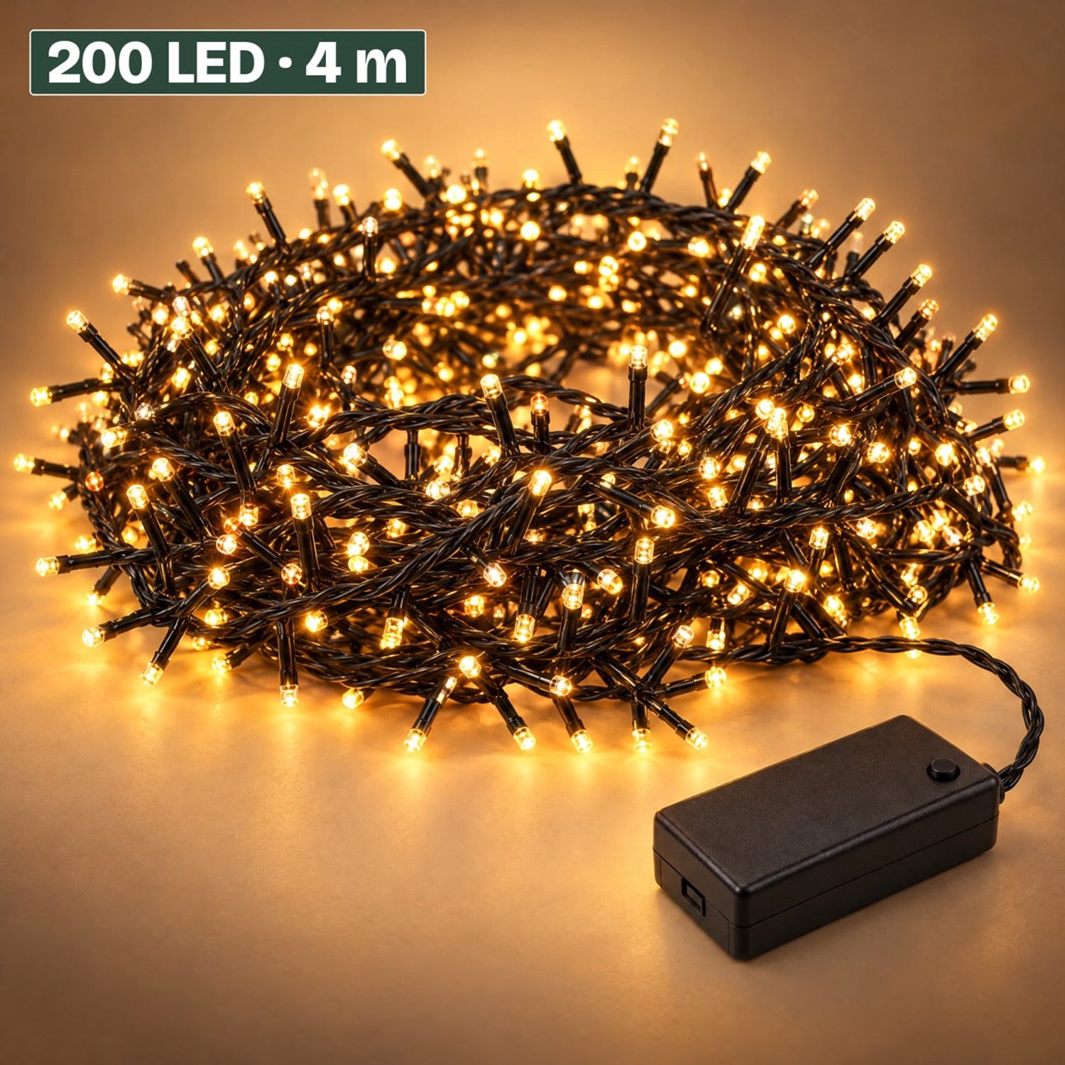 Levano Kerstboomverlichting 200 LED 4 m - Kerstverlichting op Batterij - Lichtsnoer Binnen - LED Verlichting - Kerstlampjes - Clusterverlichting - Kerstverlichting Buiten - Micro Cluster - Warm Wit - Extra Warm Wit - Timer - Sfeerverlichting