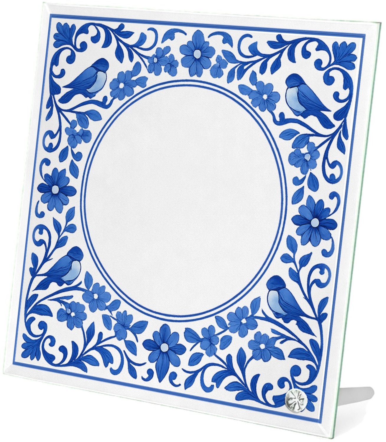 Mr Cadeautjes Glasframe 20 x 20 - design Een ronde botanische omlijsting rond een korte boodschap ove | cadeau Wit
