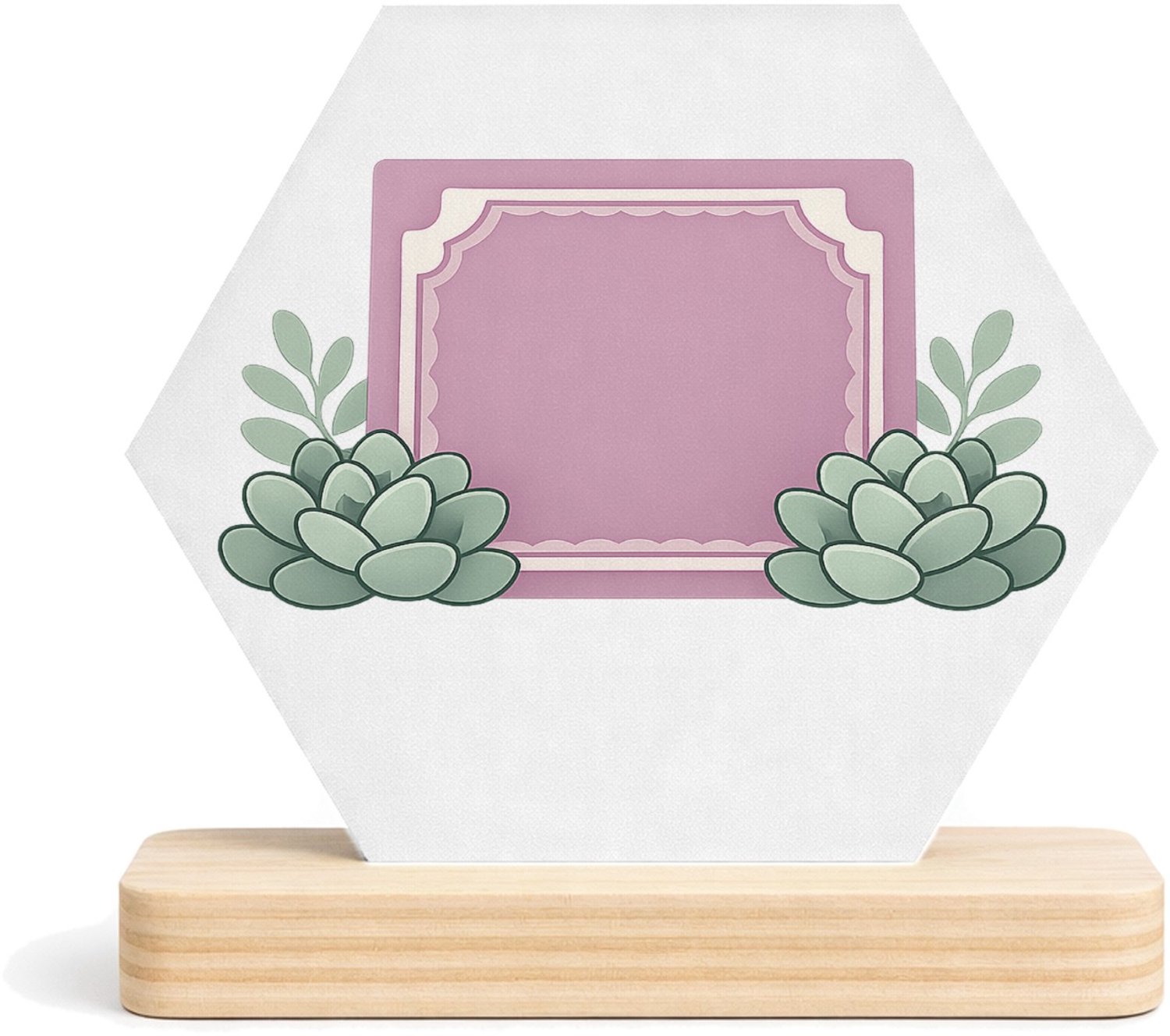 Mr Cadeautjes MDF fotolijst/inleg hexagon 14 x 13 - design Een ronde plantenhanger met speelse quote en zachte pastelbl | cadeau Wit
