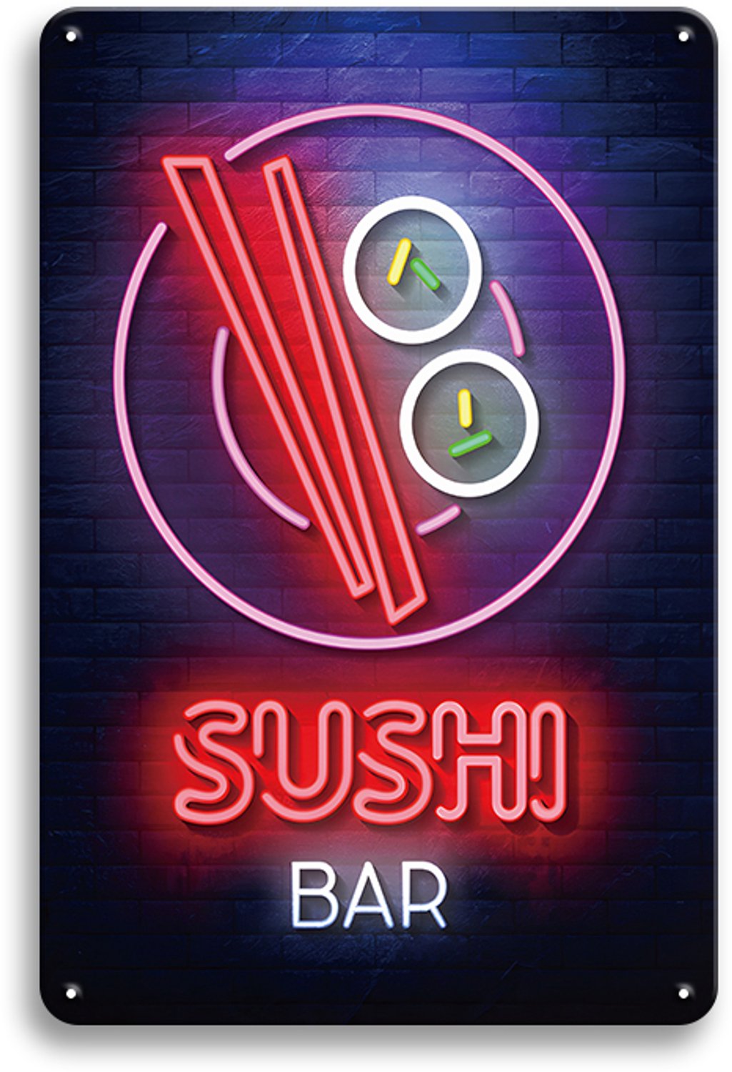 Sushi Bar Metalen Wandbord 30x20cm – Vintage Retro Reclamebord – Japanse Sushi Decoratie – Keuken Restaurant Horeca Wanddecoratie
