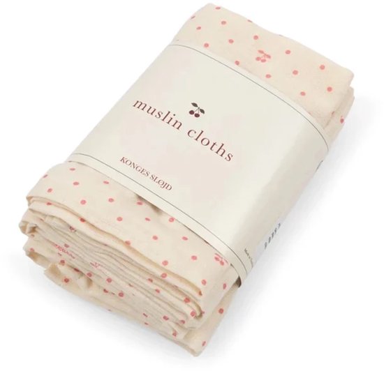 Konges Slojd Hydrofiel doek Cherry Dot 3 Pack — afbeelding 3