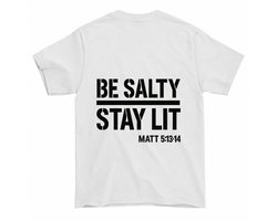 Christelijke Shirt – BE SALTY STAY LIT – Geloof Outfit – Unisex T-Shirt voor Dames & Heren – Origineel Cadeau