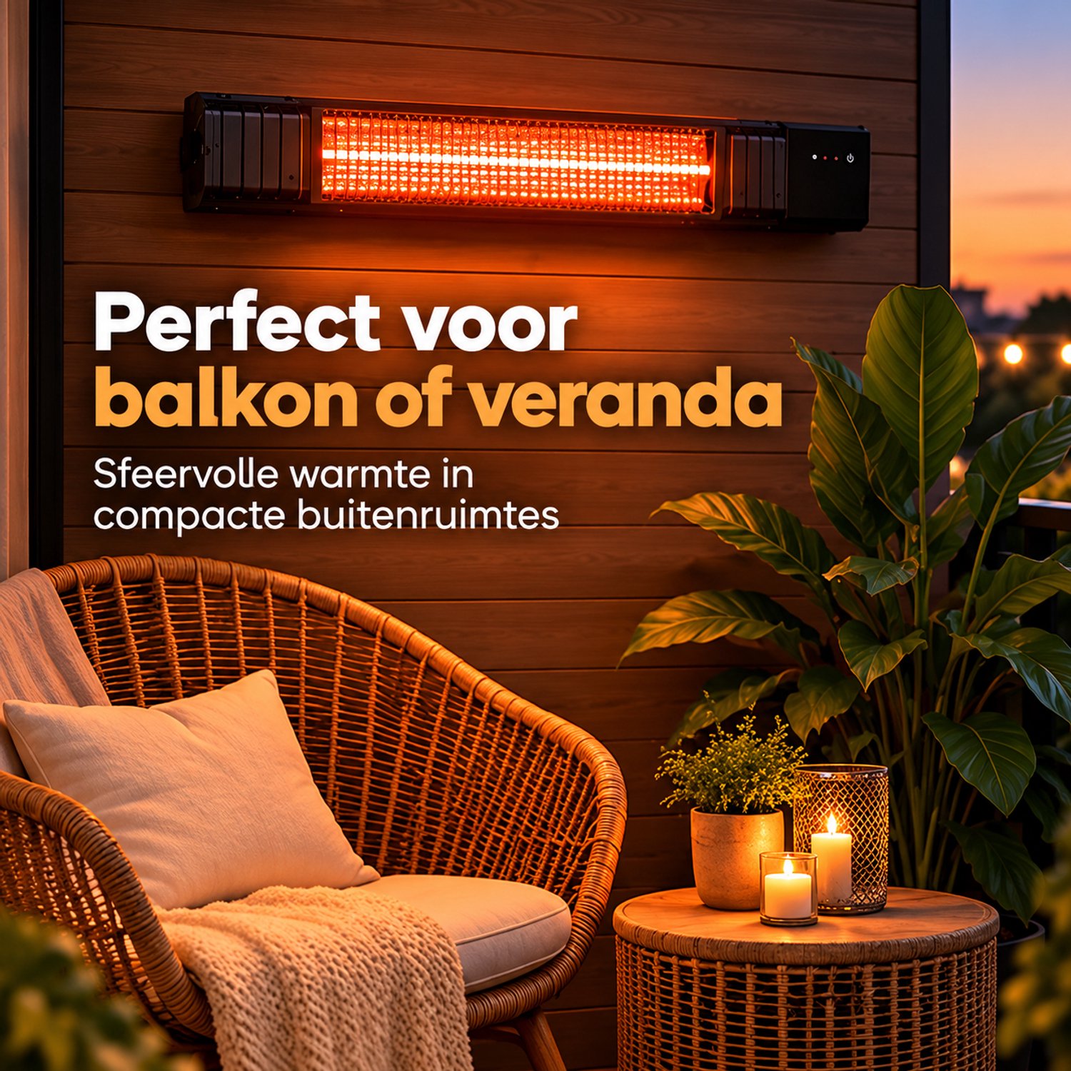 DM Elektrische Terrasverwarmer 2500W - Infrarood - Wandmodel - IP65 - 9 standen – foto 6