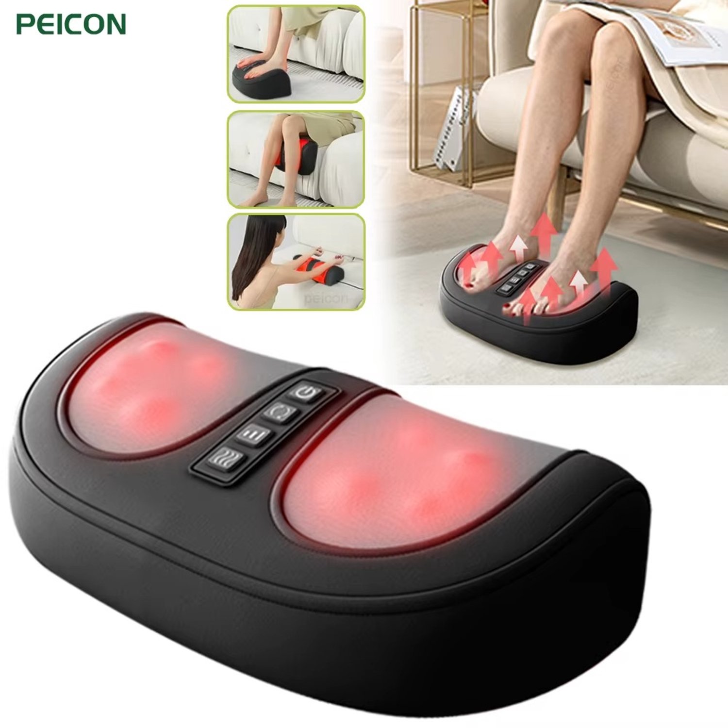 CreateEcom massage apparaat - voetmassage apparaat - massage - voetmassage - Elektrische voetmassage met 3 verstelbare niveaus - warme kompresfunctie - kneedende werking - diepe weefselmassage - verlichting van kuitpijn - vermoeidheid en spierpijn