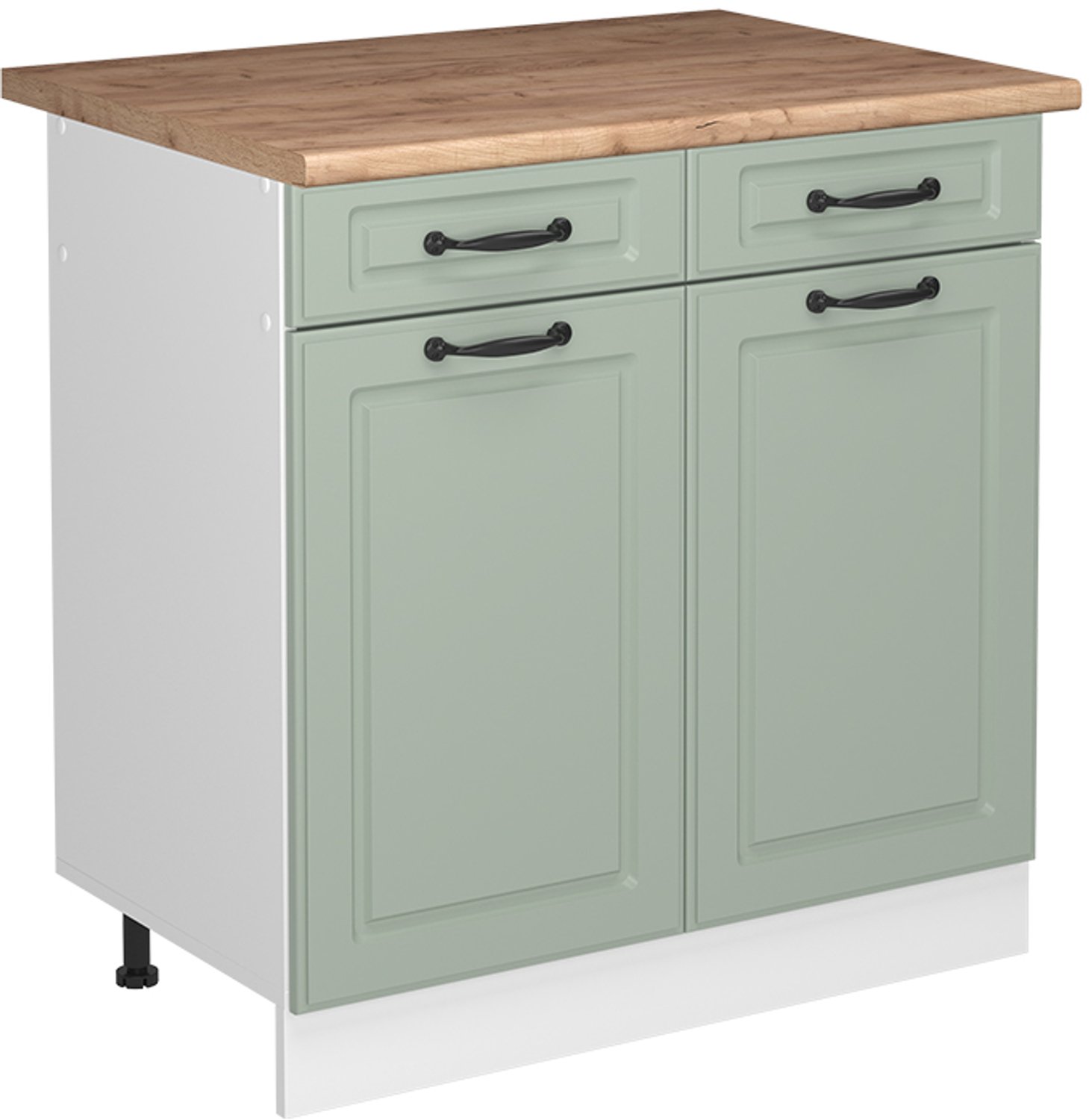 Vicco Keukenonderkast R-Line, Mint landelijk/Wit, 80 cm antraciet werkblad