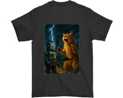 Kat Shirt – Catzilla vs Robot – Apocalyptische Outfit – Unisex T-Shirt voor Dames & Heren – Origineel Cadeau
