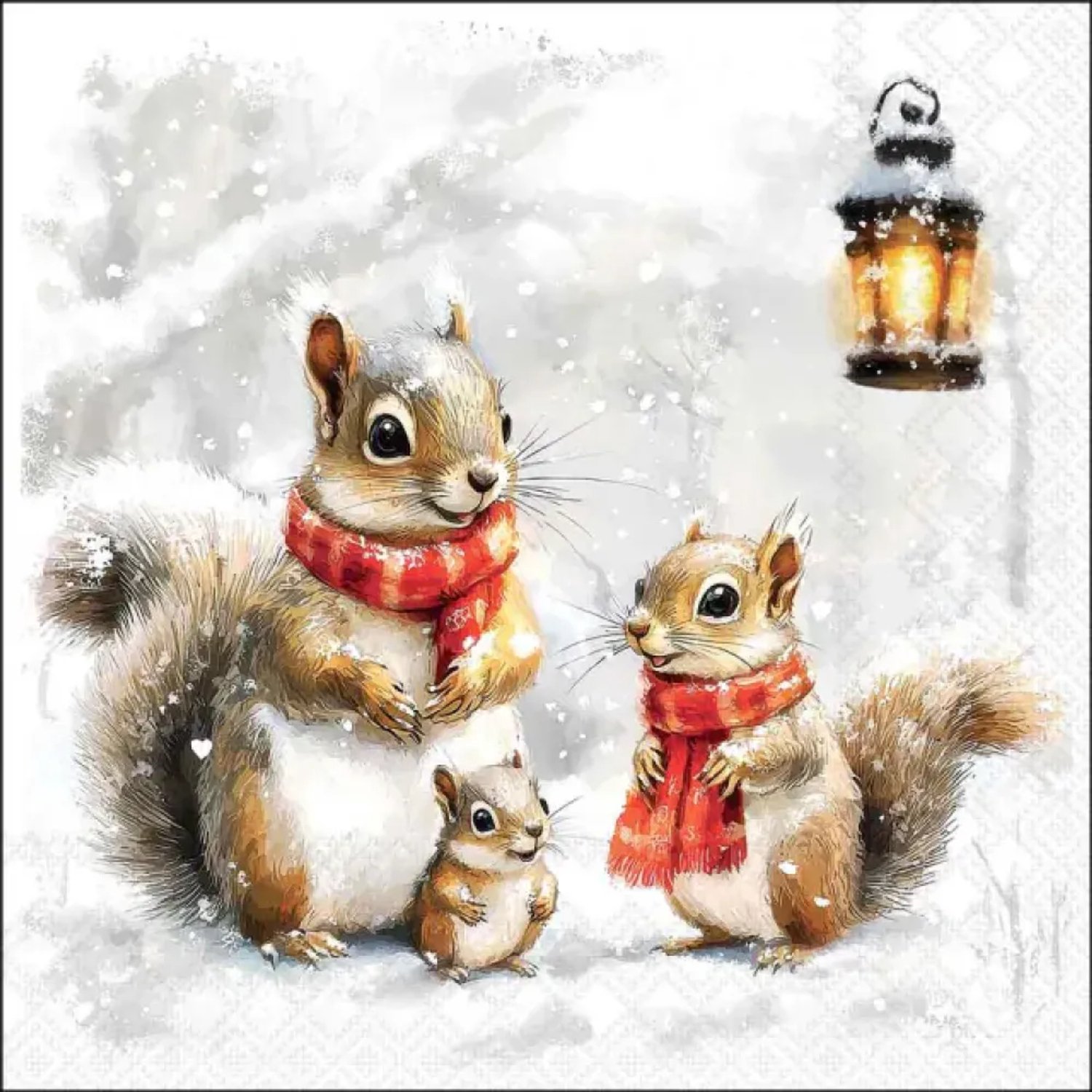 Servetten "Squirrel family" 33x33 cm