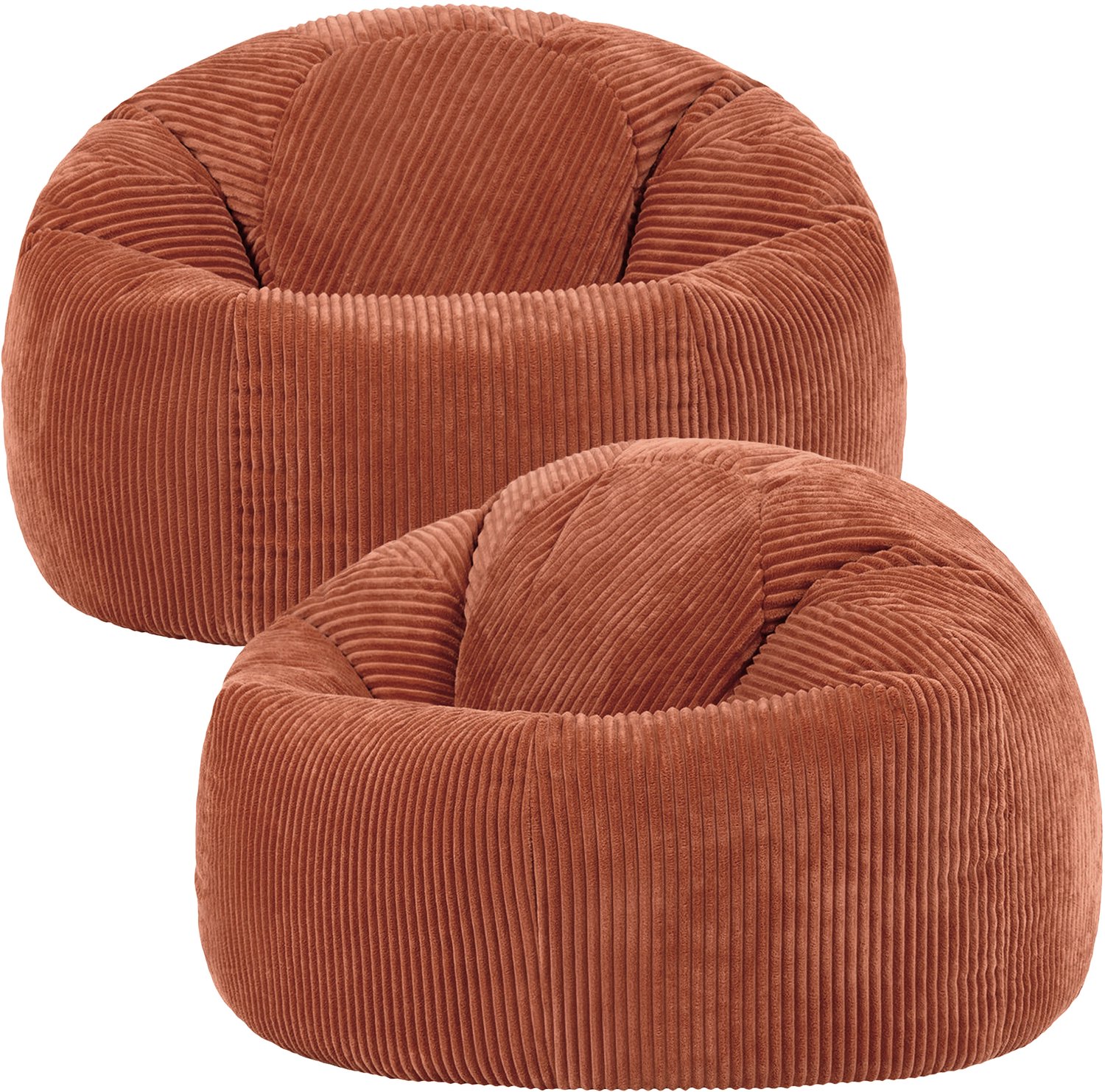 Icon Kingston Zitzak Fauteuil - Set van 2 - Ribfluweel - Terra-oranje