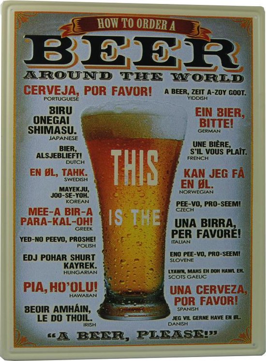 Retro Wandbord - Beer around the world bord – Bier in verschillende talen  bord -... | bol.com