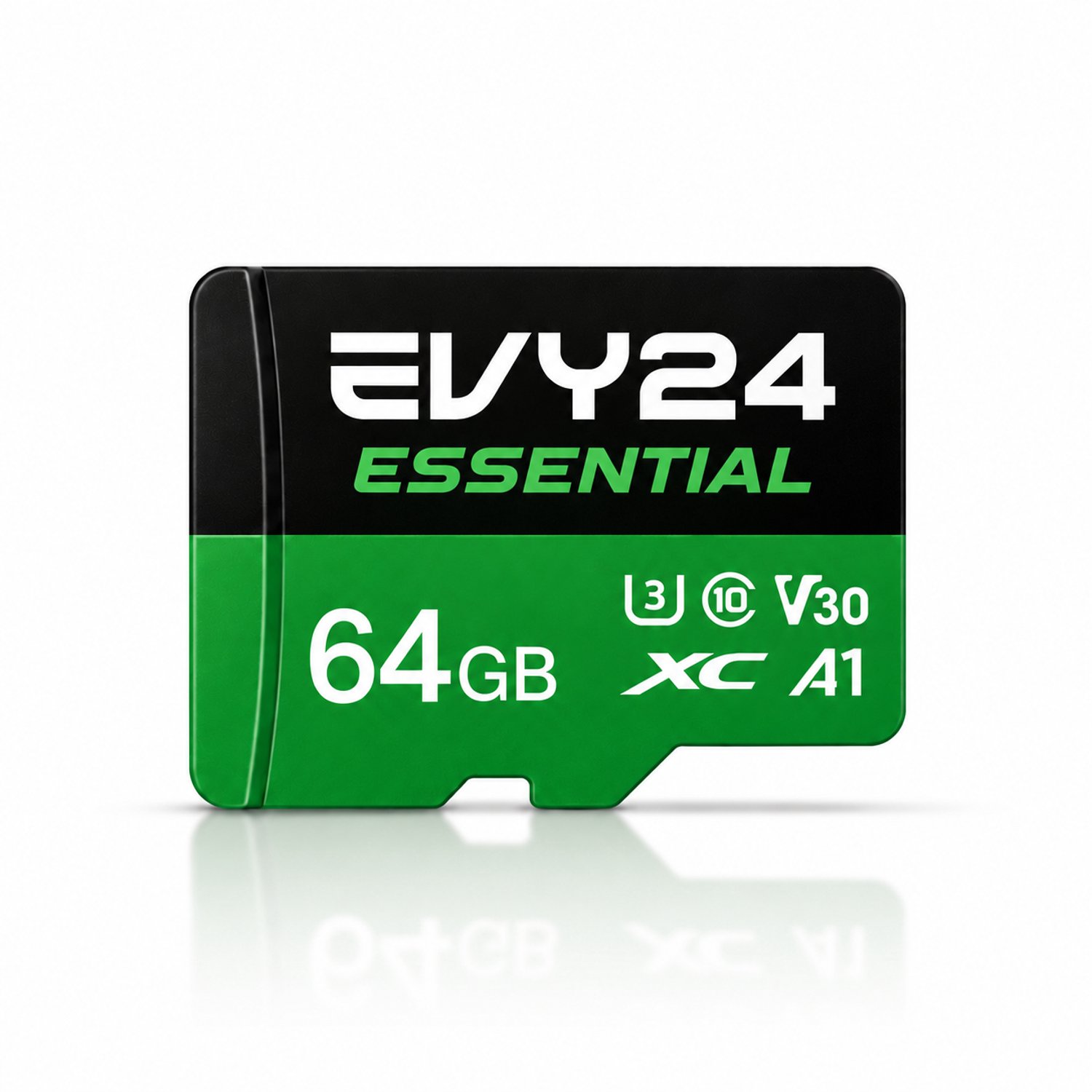 Evy24 Essential Micro SD Kaart 64GB met SD Adapter - MicroSDXC Geheugenkaart - 90 MB/s Lezen, 70 MB/s Schrijven - A1 U3 V30 Class 10 - Voor Smartphone, Tablet en Camera