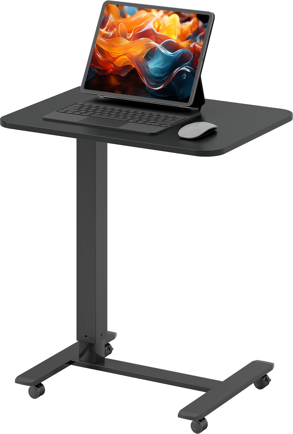 Lunpog Bureau op wielen - Computerbureau - Verrijdbaar laptopbureau - 65 x 48 x 73 x 110 cm - Zwart Schwarz