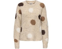 Jacqueline de Yong Trui Jdydottie L/s O-neck Dot Pullover K 15383105 Pussywillow Gray/slate Black/ Toffe Dames Maat - M