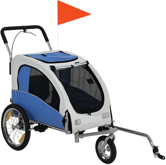 Hondenfietskar 160 x 71 x 101 cm, Lichtgrijs, Staal en Oxford-stof, 2-in-1 Fietskar en Hondenbuggy, Opvouwbare Hondenaanhanger voor Kleine en Middelgrote Honden tot 20 kg, Hondenwagen en Huisdierkar voor Fietsritten en Wandelingen — afbeelding 4