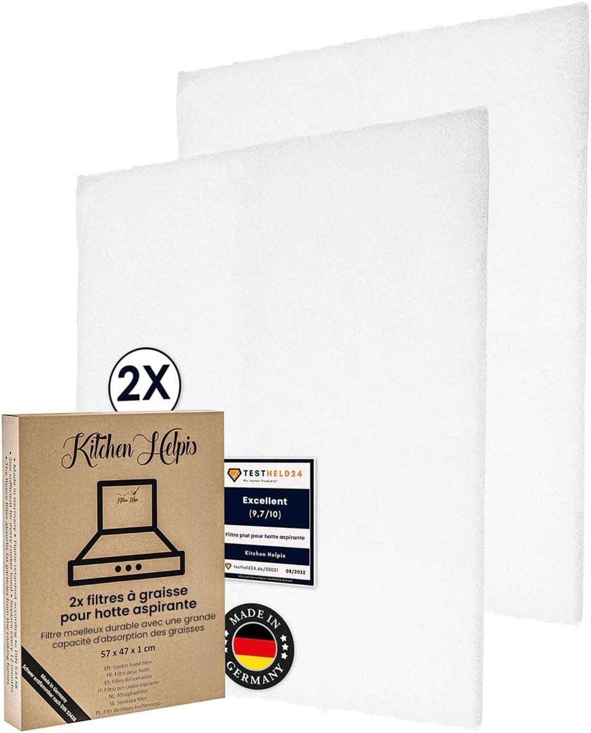 Afzuigkap Vetfilter - 2 Stuks - 57 x 47 x 1 cm - Vlamvertragend en Op Maat Snijdbaar