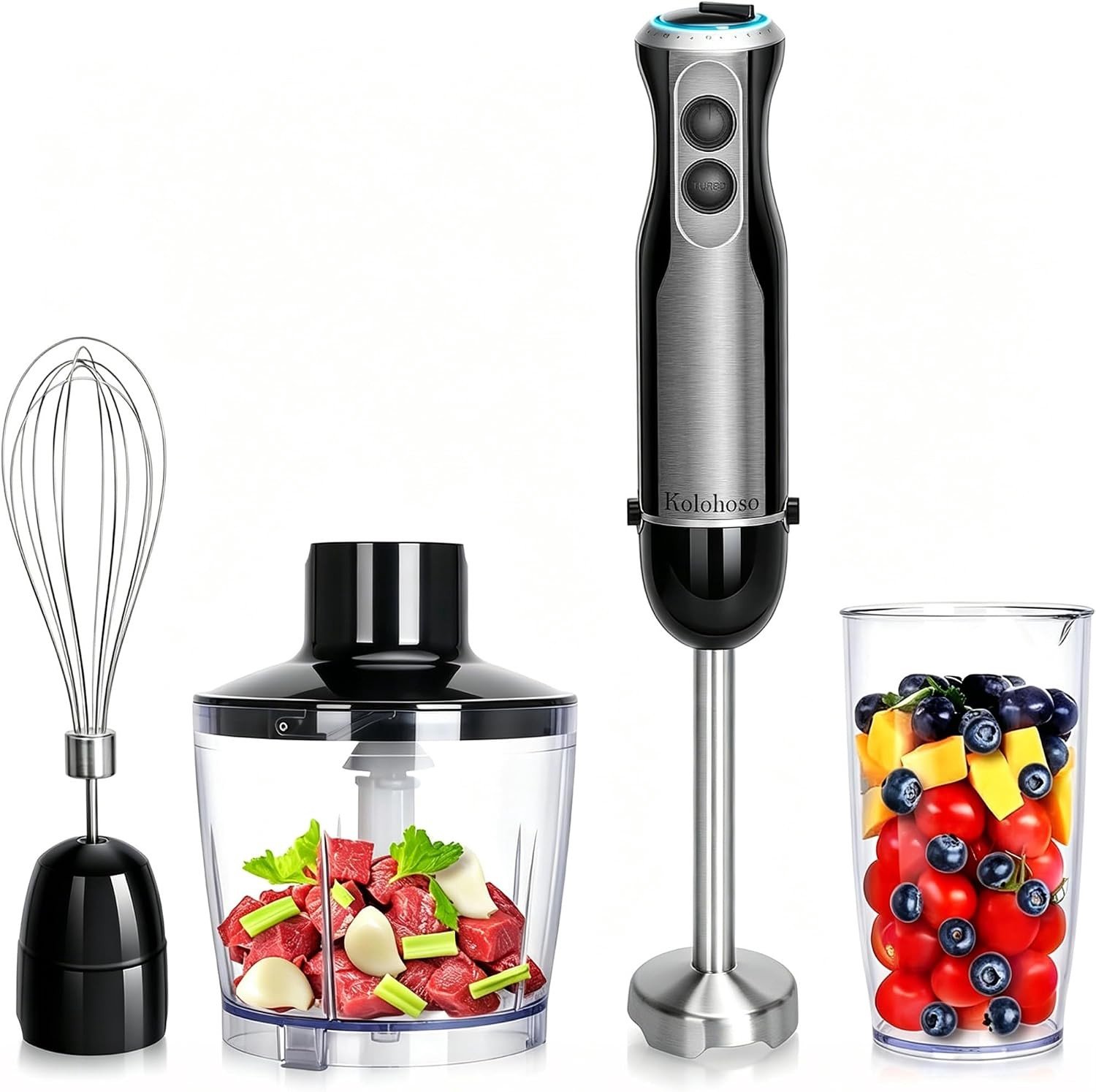 Staafmixer 4 in 1 - Zwart - Handblender met 1500W Motor en 20 Snelheden - Voor de Thuischef