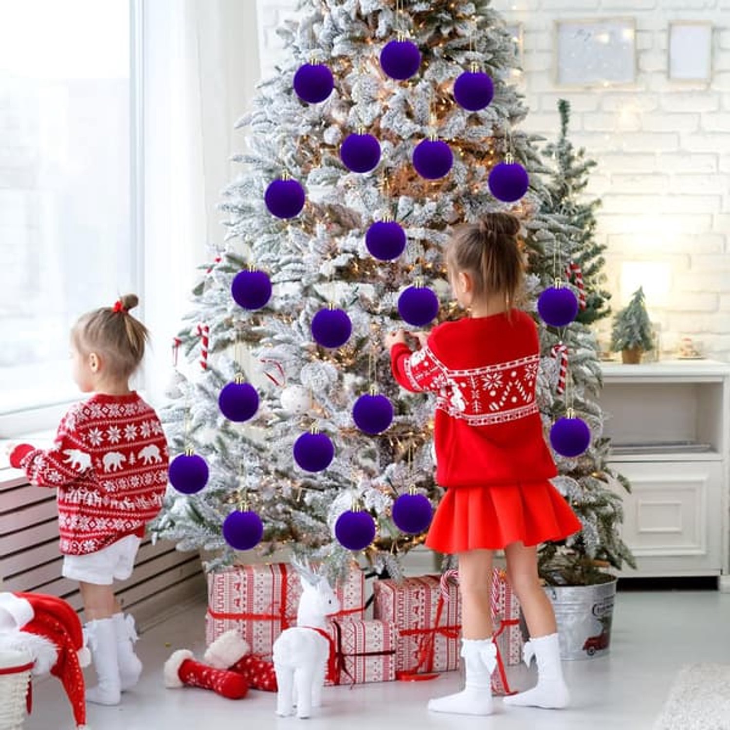 15 fluwelen kerstballen, glanzende, gegalvaniseerde decoratieve kerstballen - bordeauxrood 4 cm - Kerstversiering - Kerstboomversieringen – foto 3