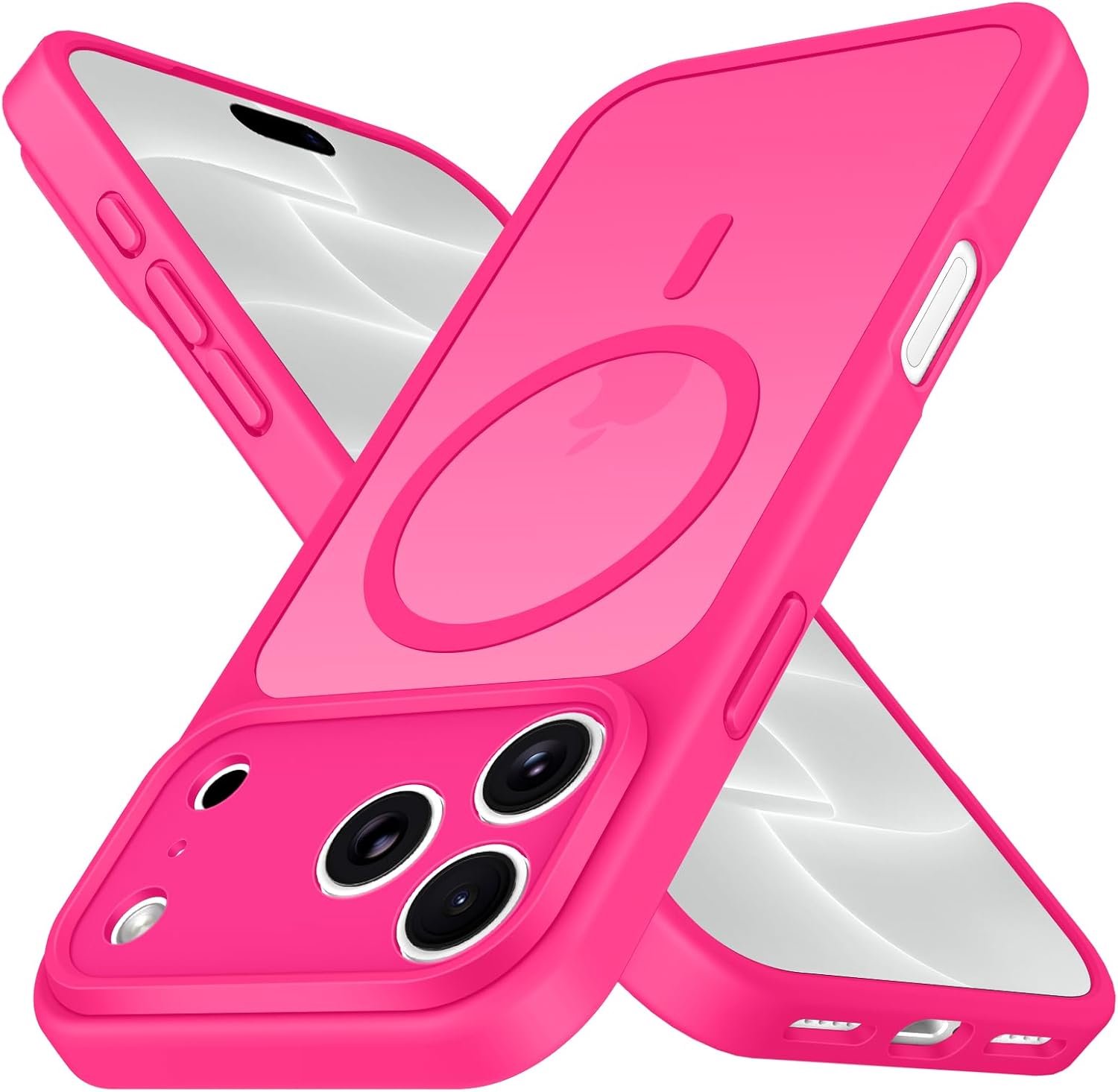 Zandarix Hoesje Geschikt voor Apple iPhone 18 Pro - Back Cover Hoesje - Matte Siliconen - Geschikt voor Mag - Militaire Valbescherming - Magenta