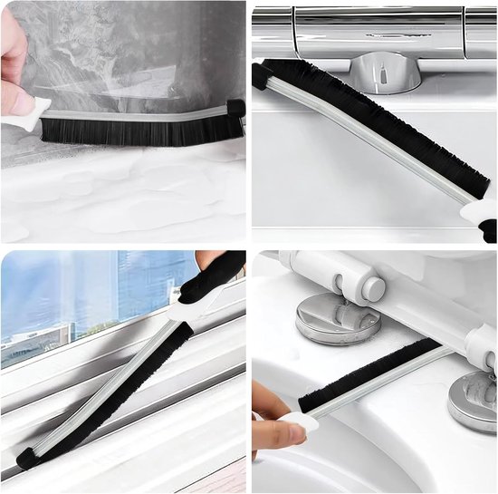 Harde Borstelset - Zwart - Multifunctionele Hoekreinigingsborstel - Voor Badkamer, Keuken en Toilet — afbeelding 3