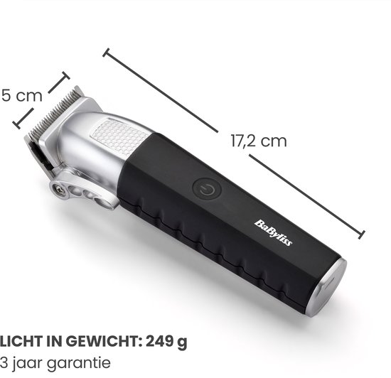 Iconen tonen 3 uur oplaadtijd, draadloos gebruik, lithium-ion batterij en 20 minuten snelladen.