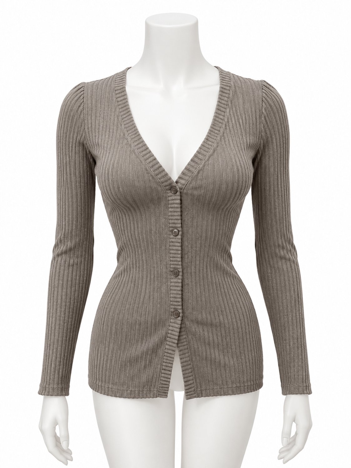 Nike Sportswear Chill Knit Ribbed Cardigan Taupe