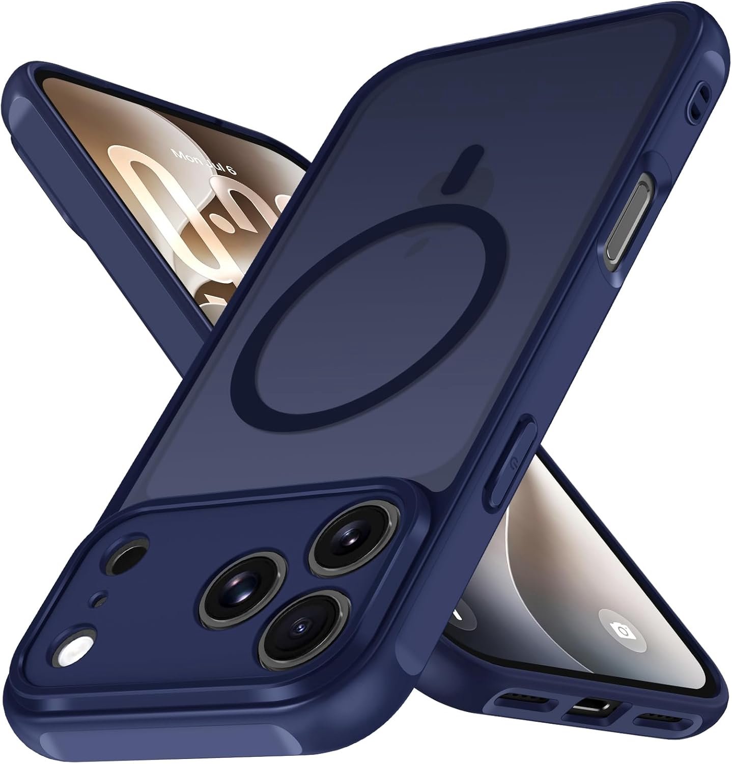 Zandarix Hoesje Geschikt voor Apple iPhone 18 Pro - Back Cover Hoesje - Matte Siliconen - Geschikt voor Mag - Militaire Valbescherming - Donkerblauw
