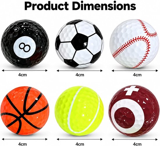 Set van 6 Golfballen - Multicolor - Standaardmaat - Met Sportmotieven - Voor Beginners en Gevorderden — afbeelding 2