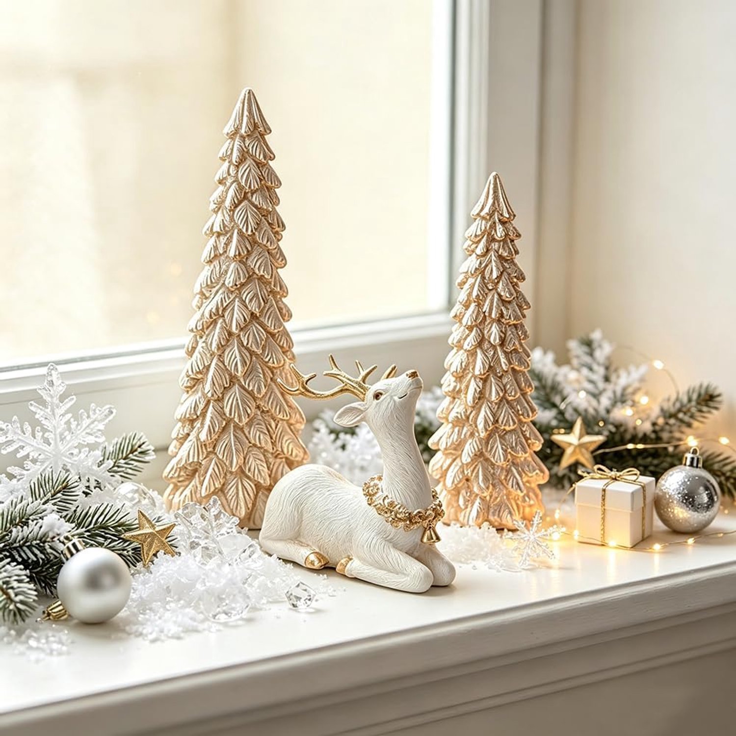 3 stuks kerstdecoratie - Binnen - Kerstdecoratie tafel - Kerst figuren - Goud – foto 2